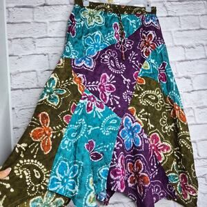 Blue Sky Clothing Co Patchwork Batik Skirt Small Fair Trade Nepal Boho Hippie.